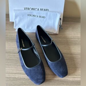 Veronica Beard Ellie Suede Flat in gorgeous Eclipse (navy) color NWT!